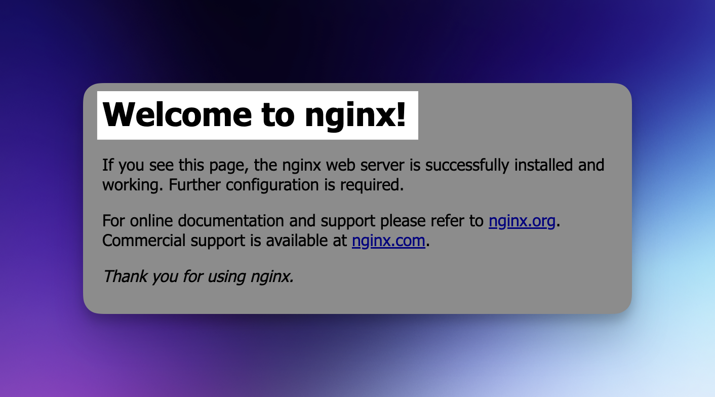 Nginx default landing page